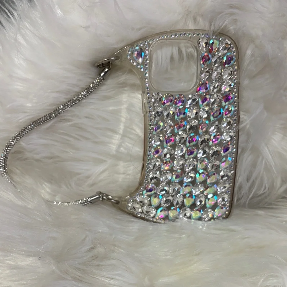Rhinestone Phone Case with Strap- IPhone 14 Plus